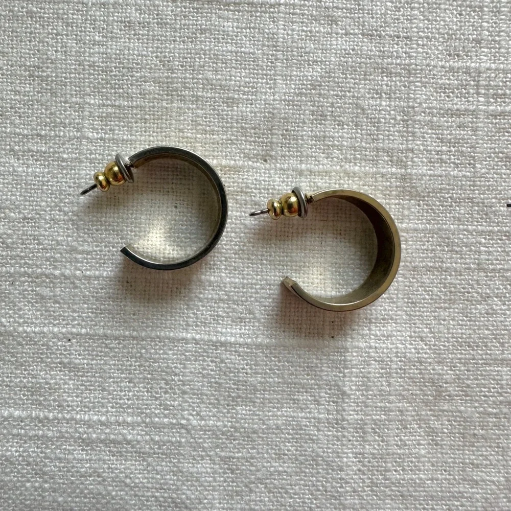 Vintage Cream Enamel Hoop Earrings Gold‎ Tone Small Hoop Earrings Women 90s